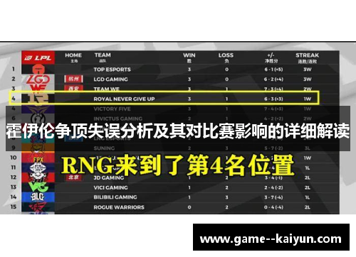 霍伊伦争顶失误分析及其对比赛影响的详细解读